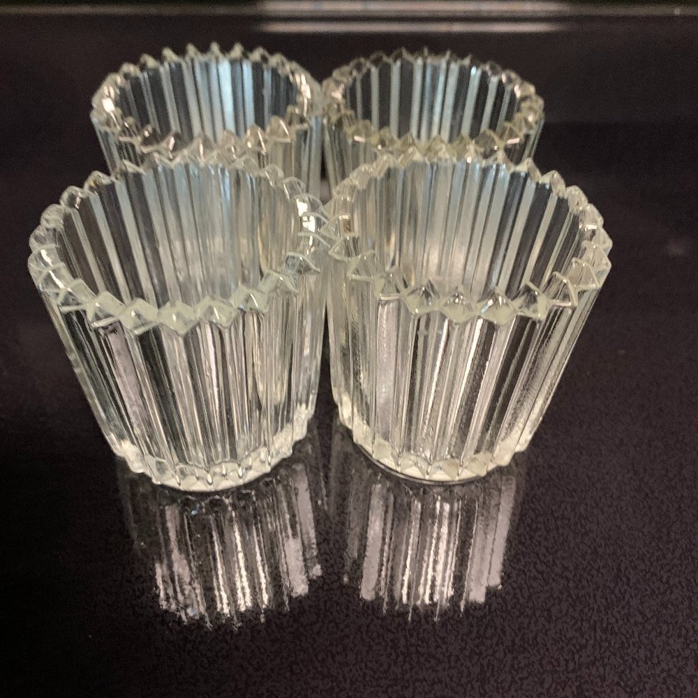 Bundle of 4 Ribbed Glass Candle votives